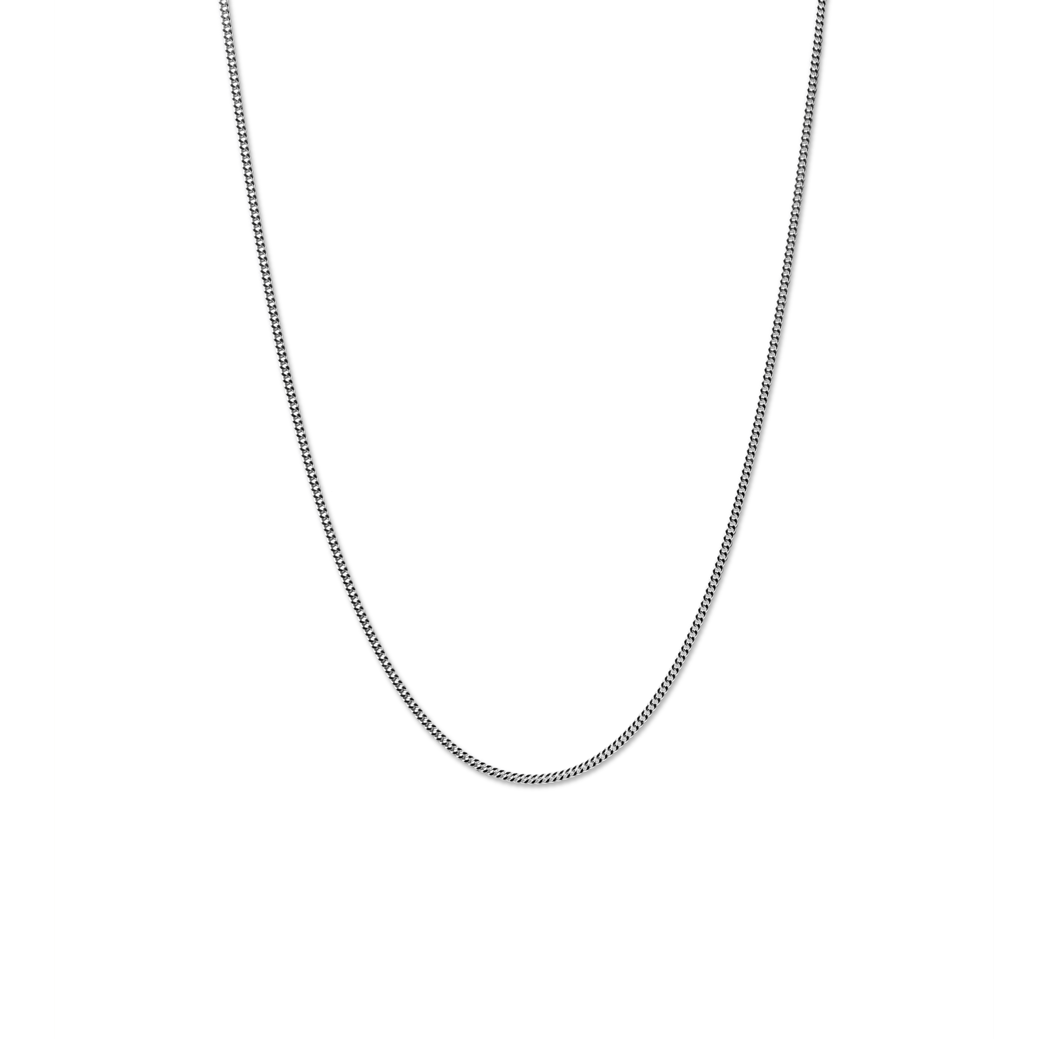 Simple Curb Chain Necklace - Sterling Silver