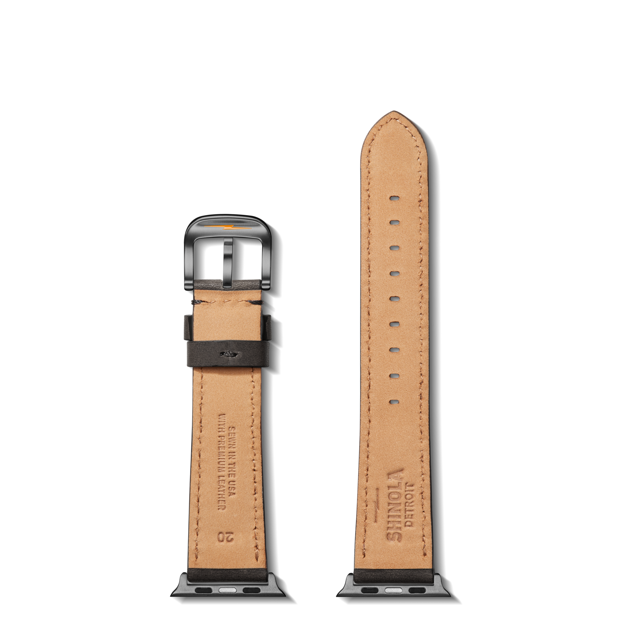 20mm Black Leather Apple Watch Strap - Black - Image 3