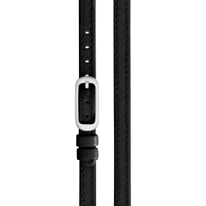 8mm Black Double Wrap Leather Watch Strap - Black