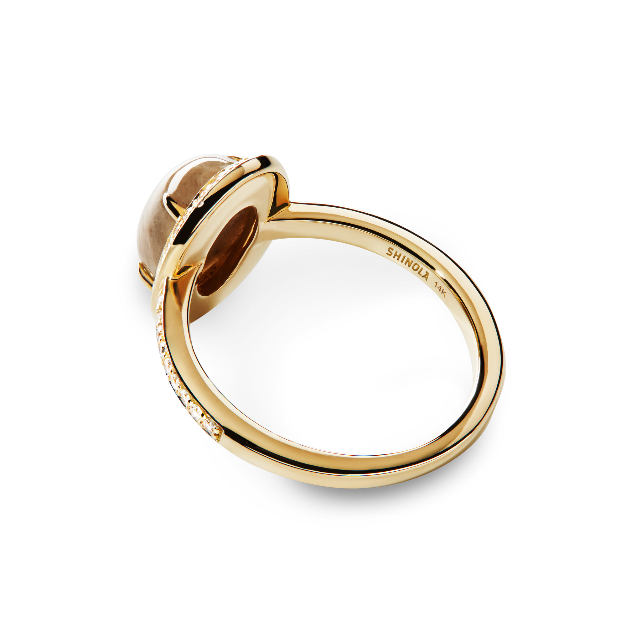 Petite Diamond Pave Petoskey Oval Ring - Yellow Gold - Image 4
