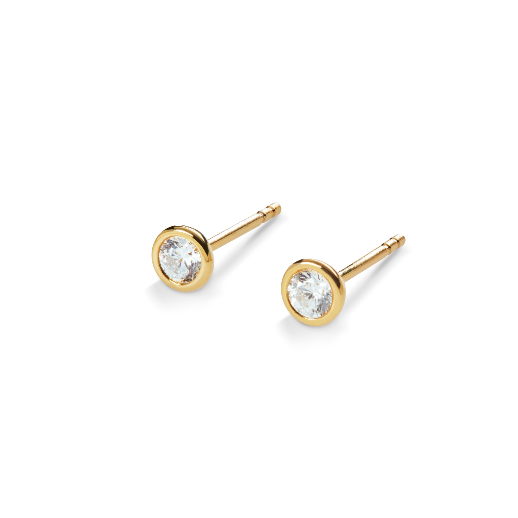 1/4 Carat Round Diamond Bezel Studs - Yellow Gold