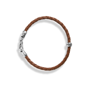Single Wrap Woven Leather Bracelet - Tan