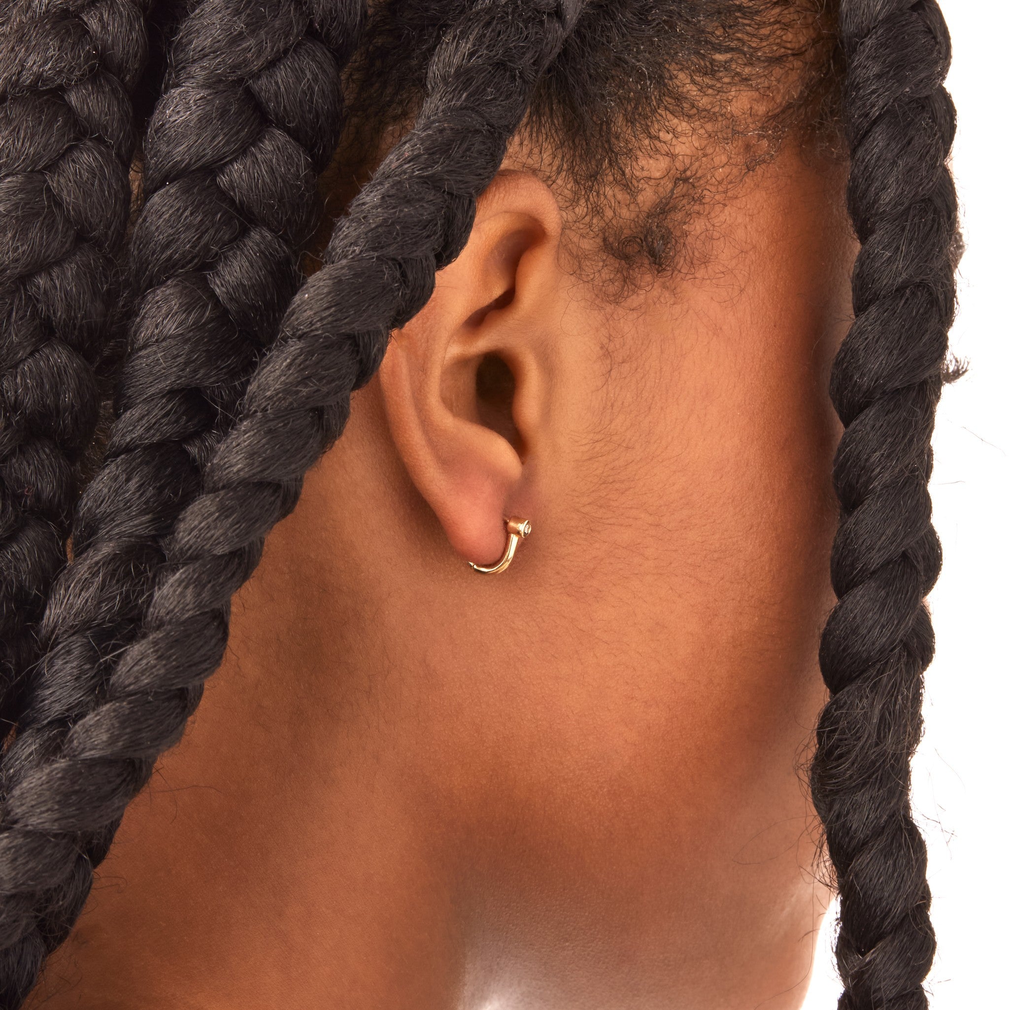 Diamond Bike Lock Huggie Earrings - Yellow Gold - Image 6