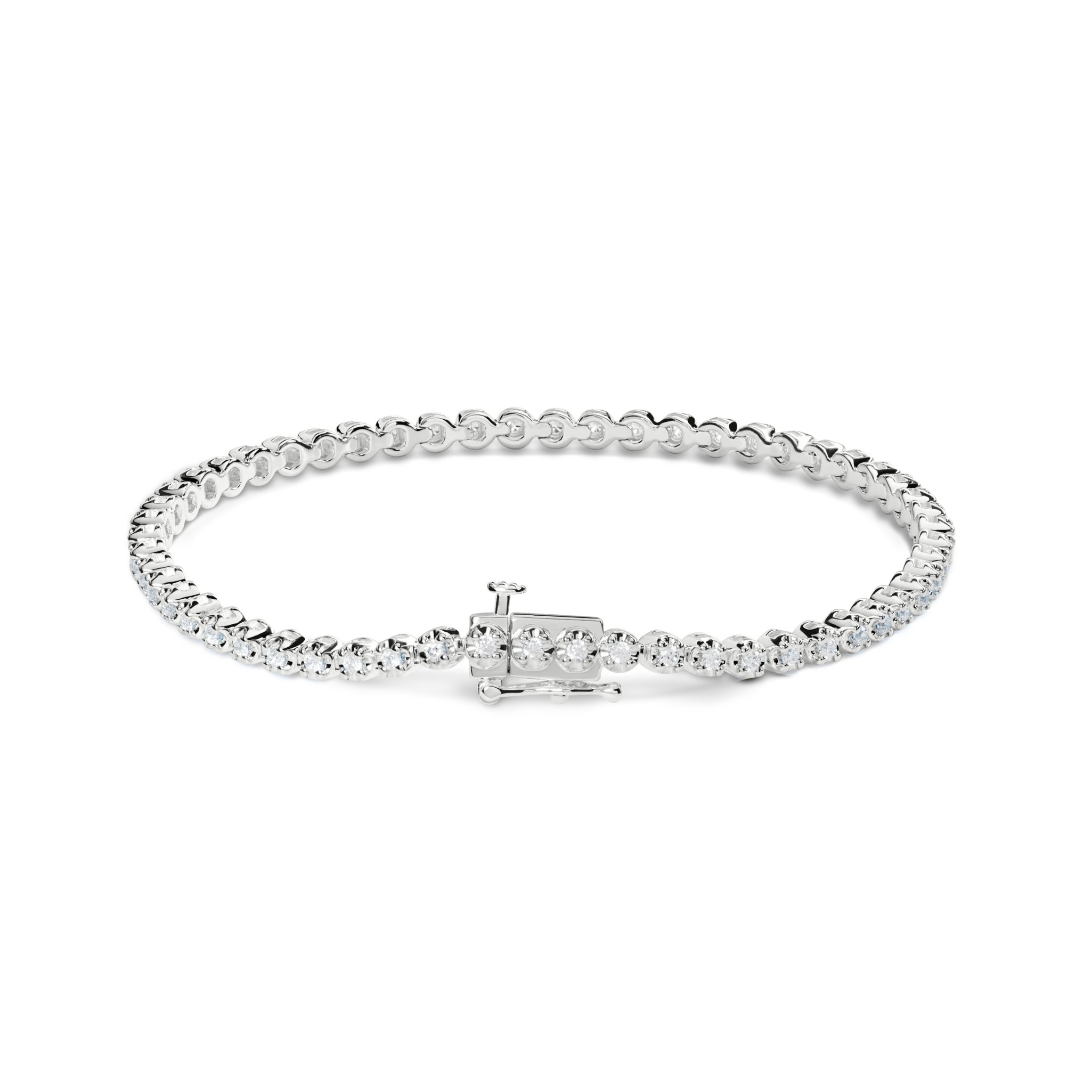 1 Carat 7 Diamond Tennis Bracelet - White Gold - Image 2