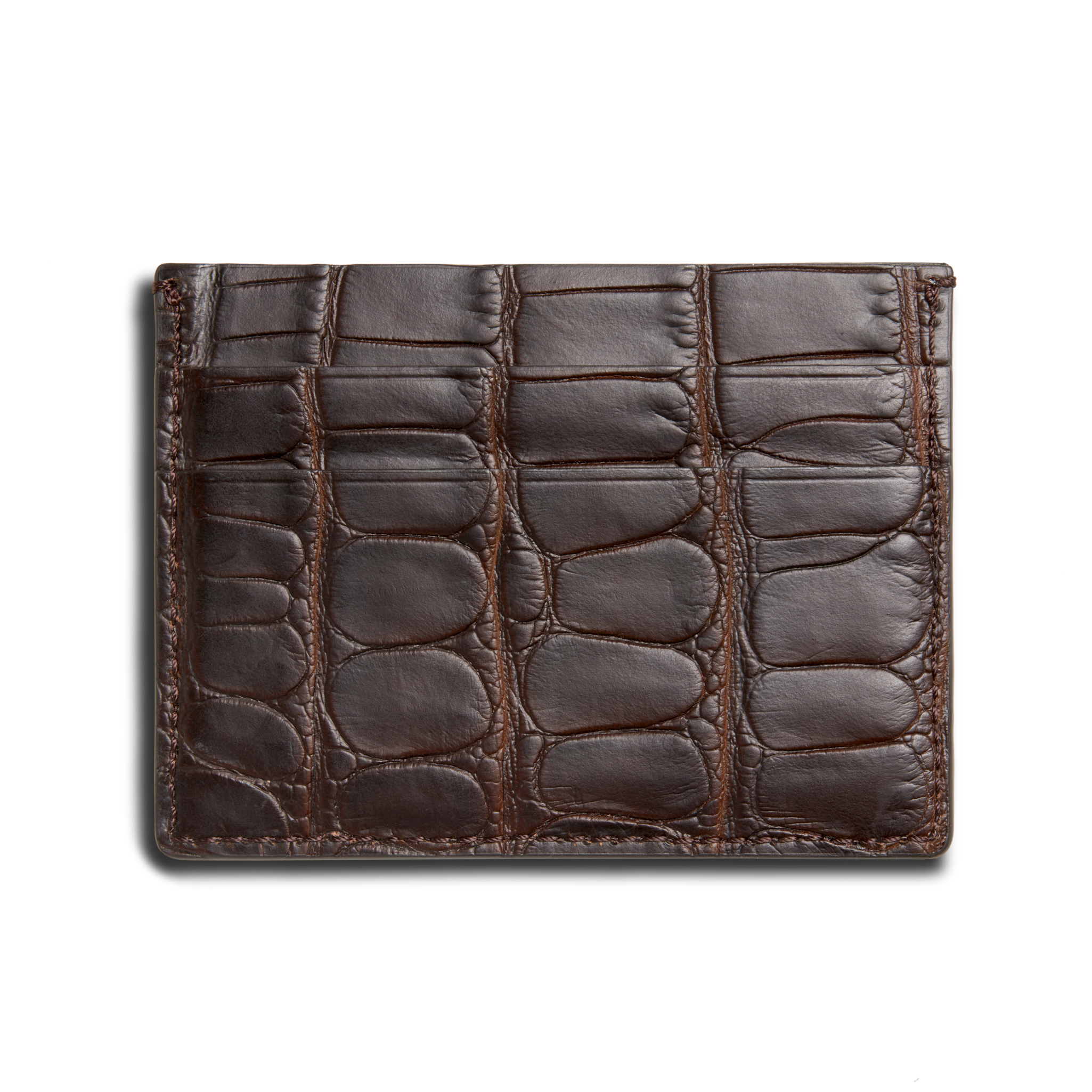 5 Pocket Card Case - Dark Brown Alligator
