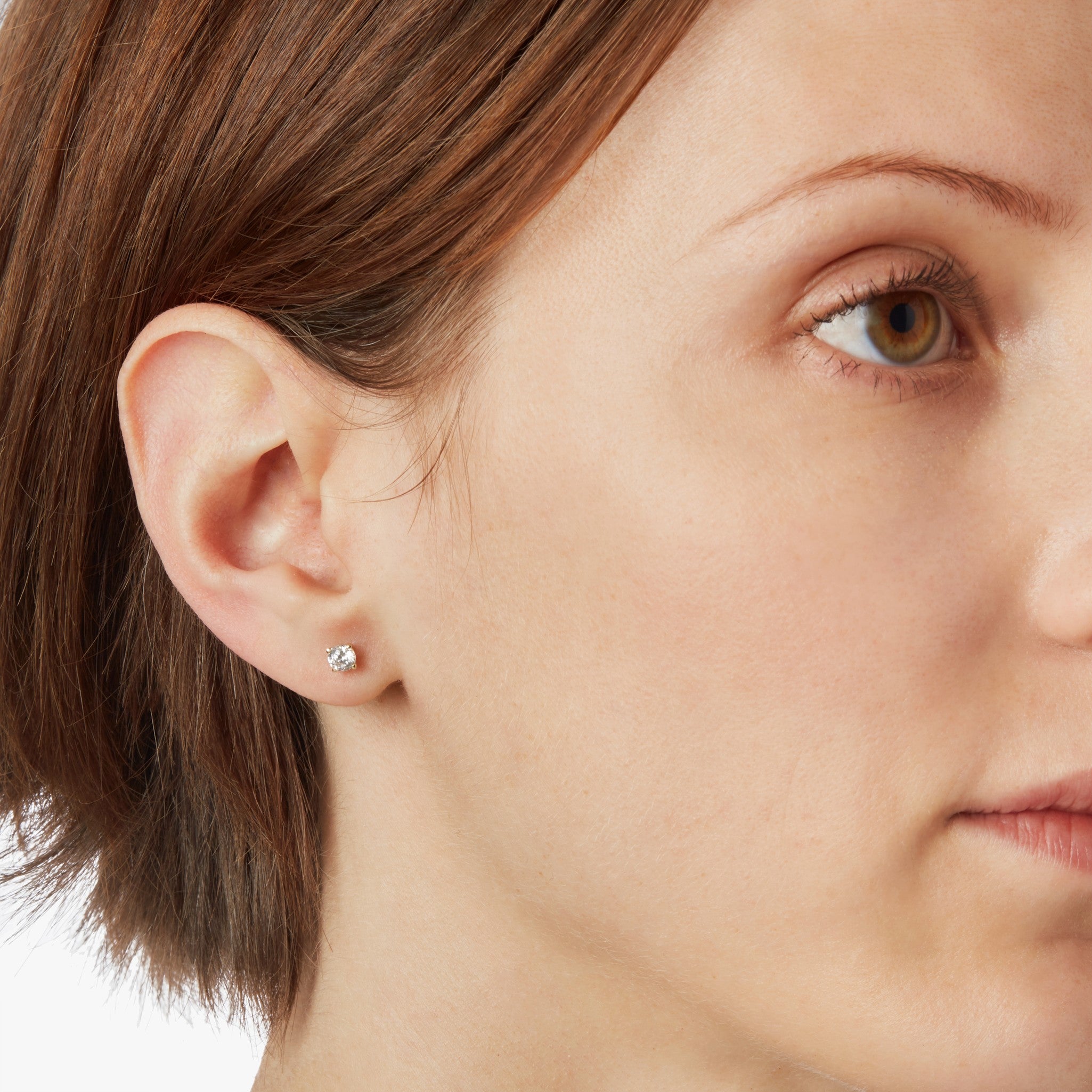 1/2 Carat Round Diamond Studs - Yellow Gold - Image 4